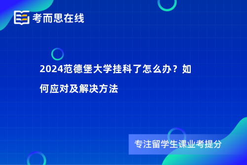 2024范德堡大学挂科了怎么办？如何应对及解决方法