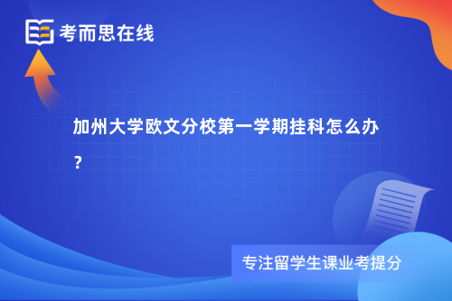 加州大学欧文分校第一学期挂科怎么办？