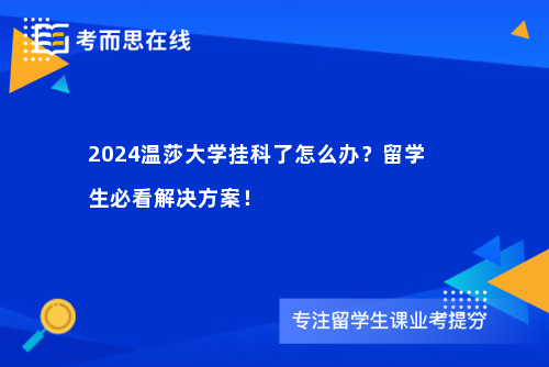 2024温莎大学挂科了怎么办？留学生必看解决方案！