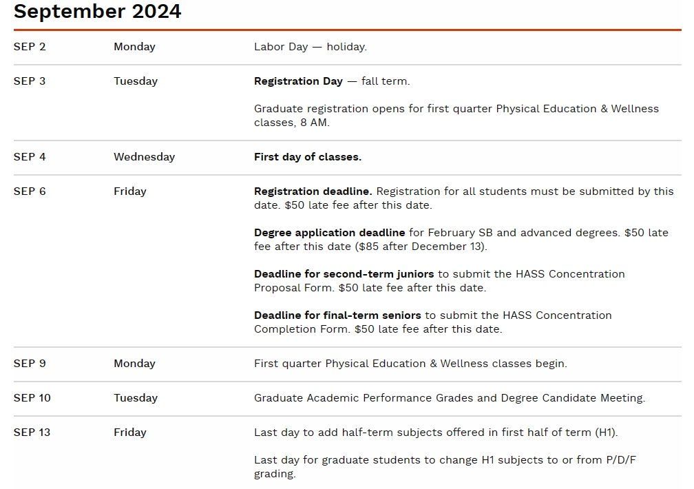 2024Fall麻省理工学院选课时间线梳理,重要日程不遗漏!