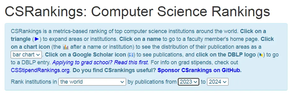 重磅!2024 CSRankings全球计算机科学专业最佳大学排名更新!