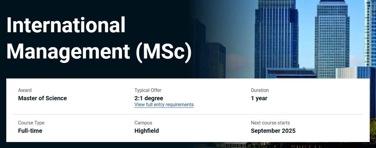 南安普顿大学MSc International Management课程学习内容梳理