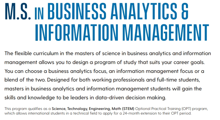 特拉华大学商业分析和信息管理硕士课程设置