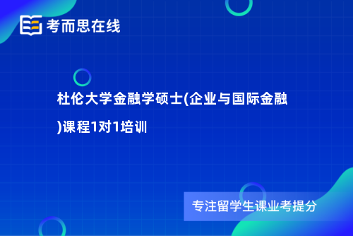 杜伦大学金融学硕士(企业与国际金融)课程1对1培训