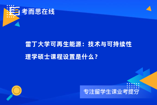 雷丁大学可再生能源：技术与可持续性理学硕士课程设置是什么？