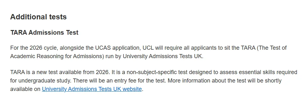 伦敦大学学院2026申请季入学笔试新变化:新增ESAT、TMUA、STEP、TARA笔试!