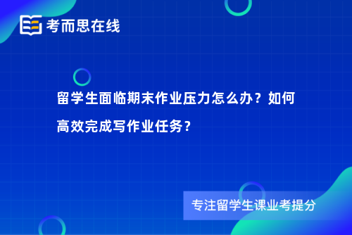 留学生面临期末作业压力怎么办？如何高效完成写作业任务？