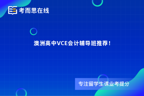 澳洲高中VCE会计辅导班推荐！