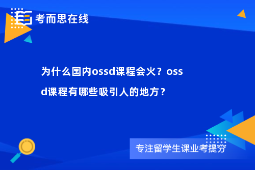 为什么国内ossd课程会火？ossd课程有哪些吸引人的地方？