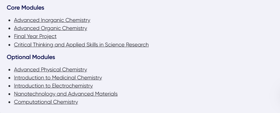 西交利物浦大学应用化学本科四年课程结构包括哪些？