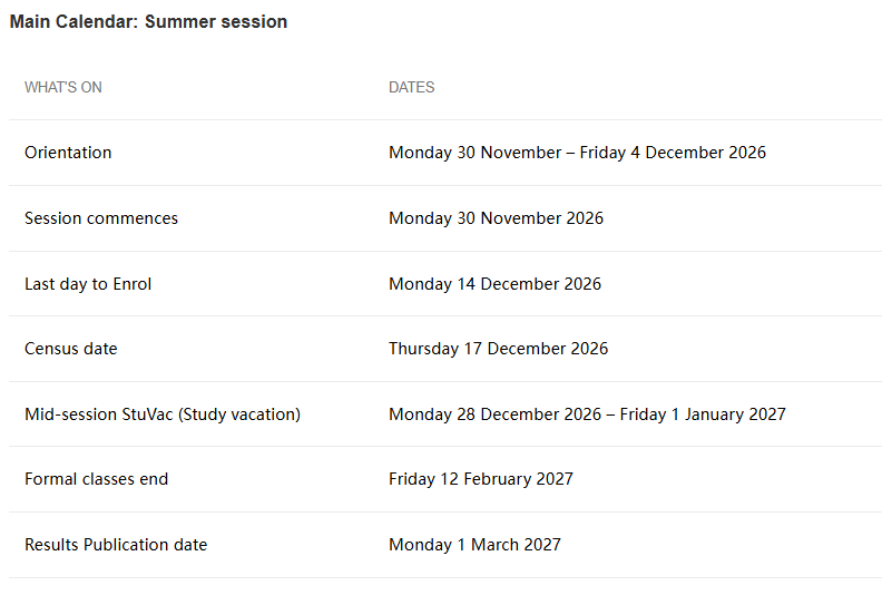 2026悉尼科技大学开学时间是什么时候？2026-2027学年校历+关键时间节点！