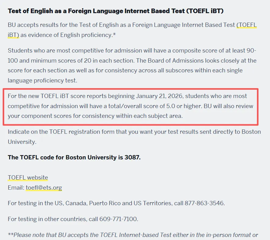 美国热门院校新托福成绩要求盘点！附新托福成绩换算规则解读！