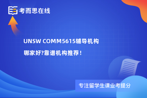 UNSW COMM5615辅导机构哪家好?靠谱机构推荐！