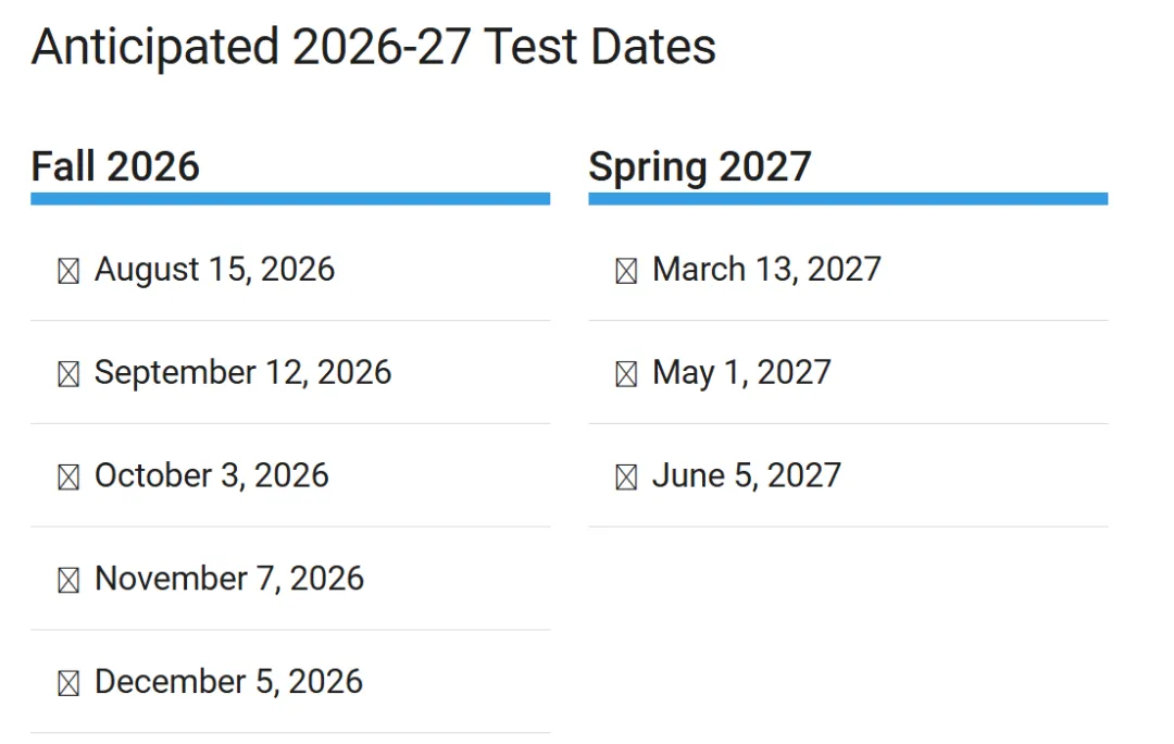 2026-2027年SAT全年考试时间表一览！