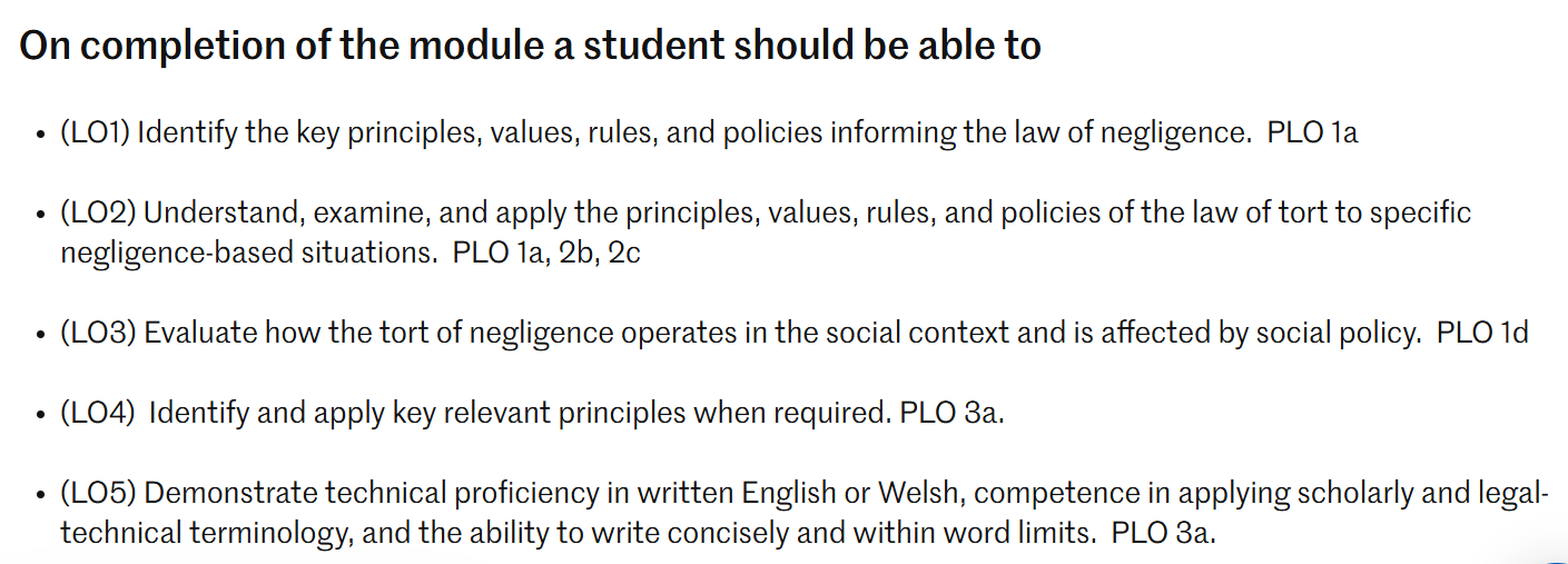 卡迪夫大学CL4101侵权法（Tort Law）课程重点知识有哪些？