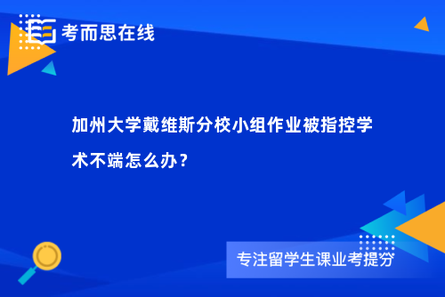 加州大学戴维斯分校小组作业被指控学术不端怎么办？