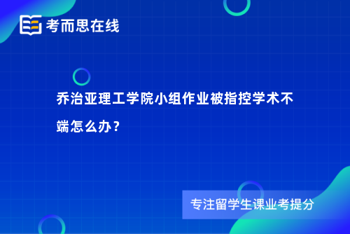 乔治亚理工学院小组作业被指控学术不端怎么办？