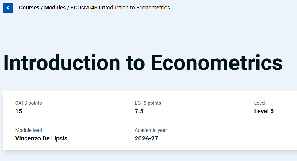 南安普顿大学ECON2043计量经济学导论课程预习重点知识总结！