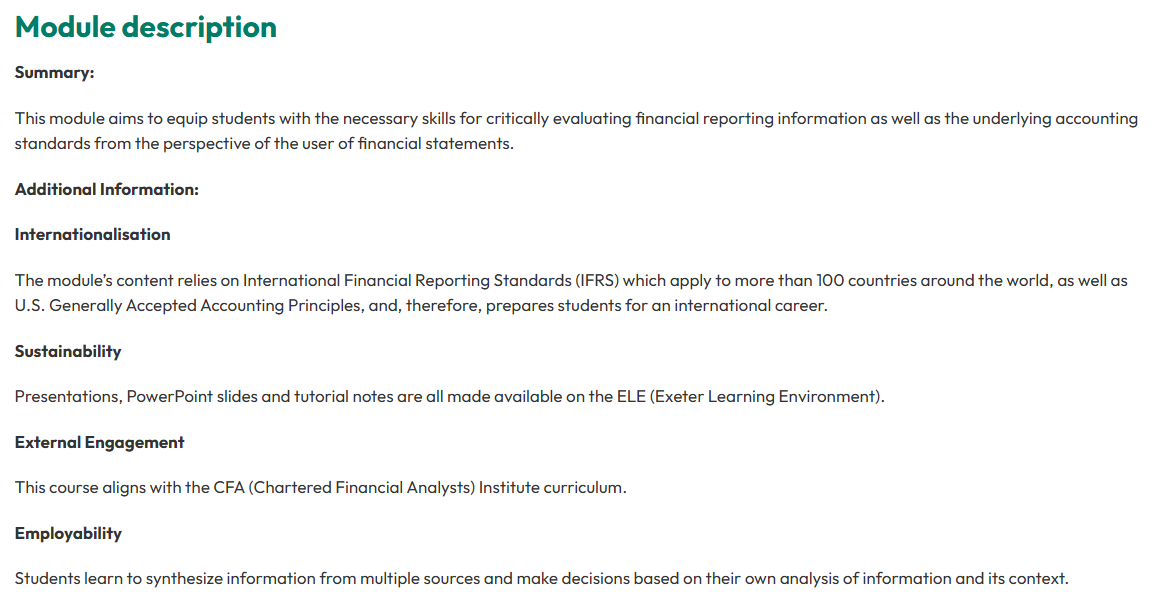 埃克塞特大学BEAM024高级财务会计期末考试主要考什么？