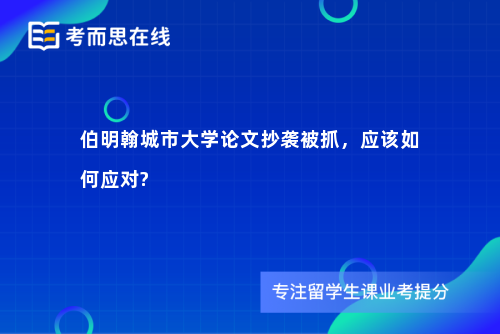 伯明翰城市大学论文抄袭被抓，应该如何应对?