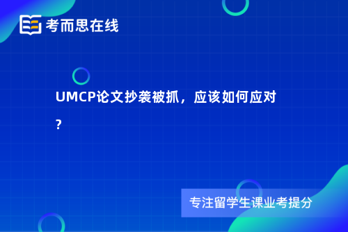 UMCP论文抄袭被抓，应该如何应对?