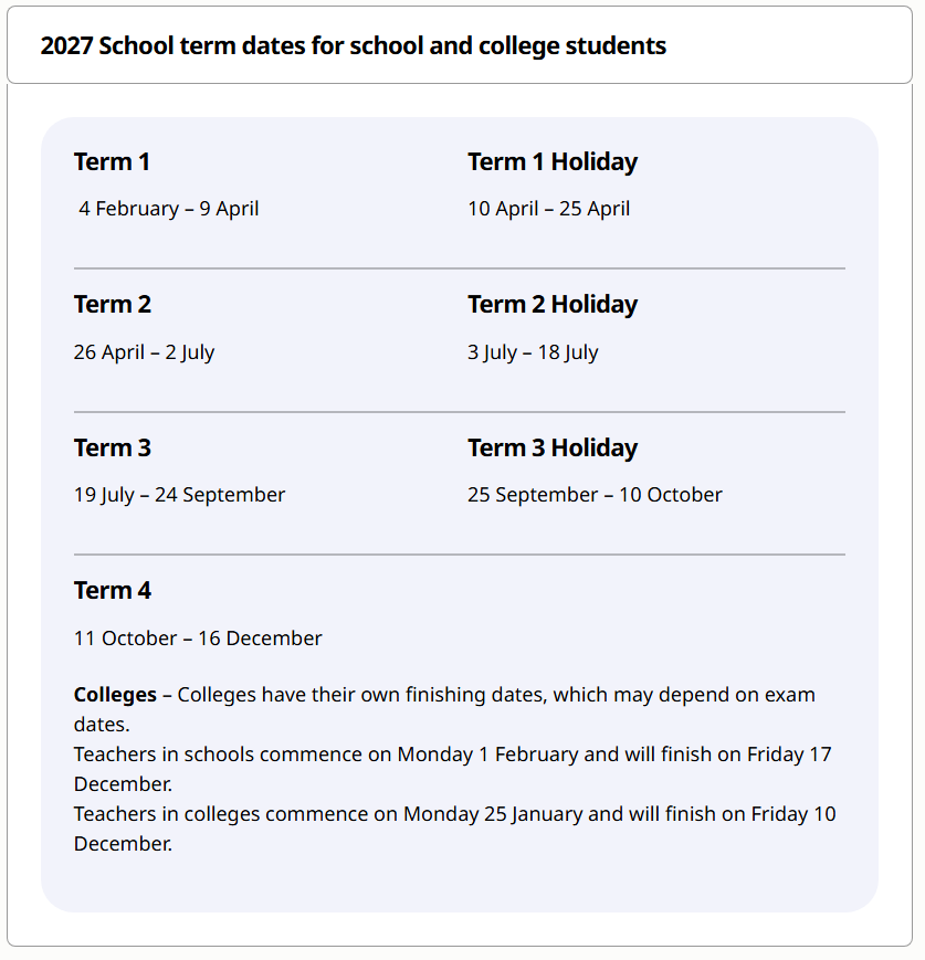 塔斯马尼亚大学2026-2027年T1、T2官方校历！