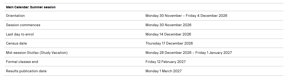 UTS悉尼科技大学2026年校历！关键时间节点请查收！