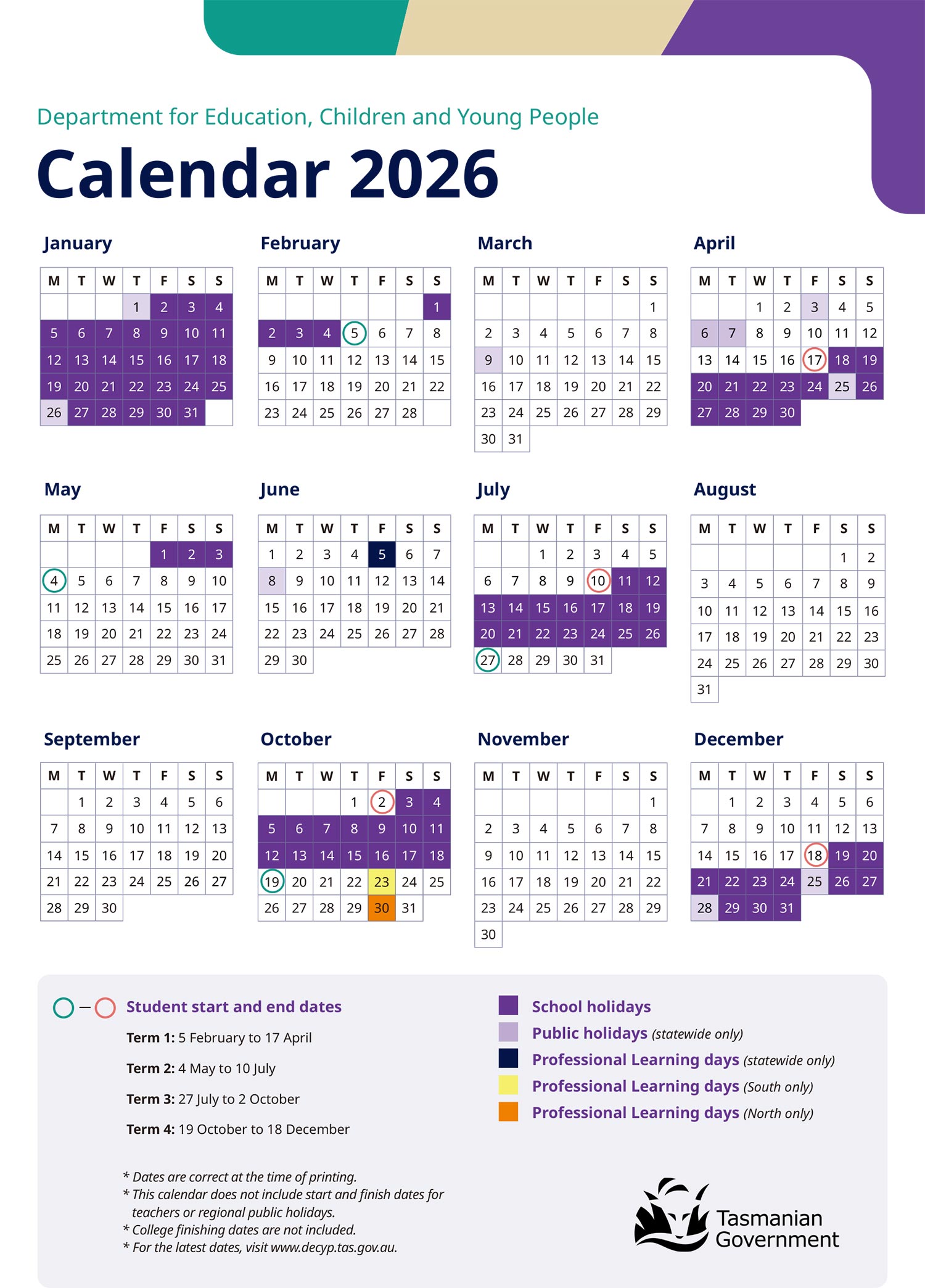 塔斯马尼亚大学2026-2027年T1、T2官方校历！
